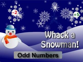 Interactive Math Game--Whack a Snowman, Odd Numbers
