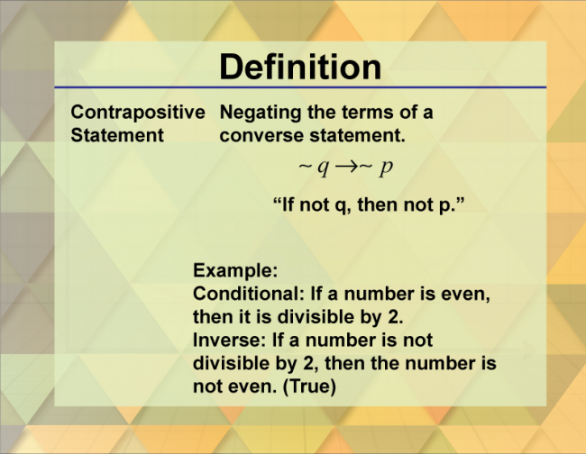 Definition--Geometry Basics--Contrapositive Statement