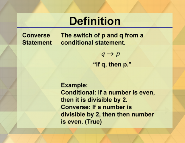 Definition--Geometry Basics--Converse of a Conditional Statement