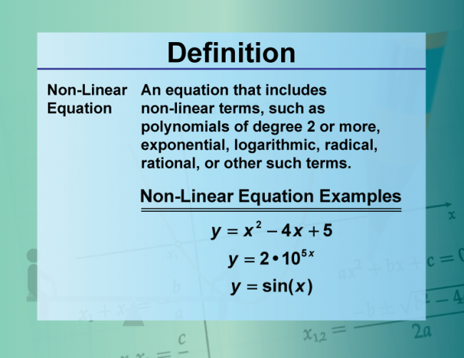 Definition--Equation Concepts--Nonlinear Equation