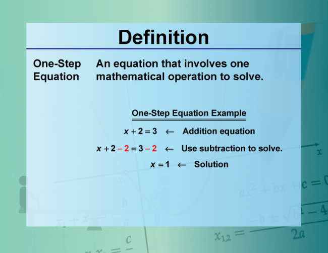 Definition--Equation Concepts--One-Step Equation