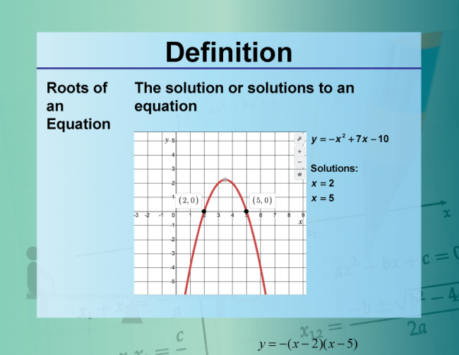 Definition--Equation Concepts--Roots of an Equation