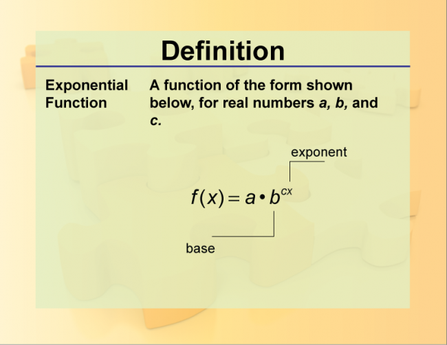 Definition--Exponential Concepts--Exponential Function