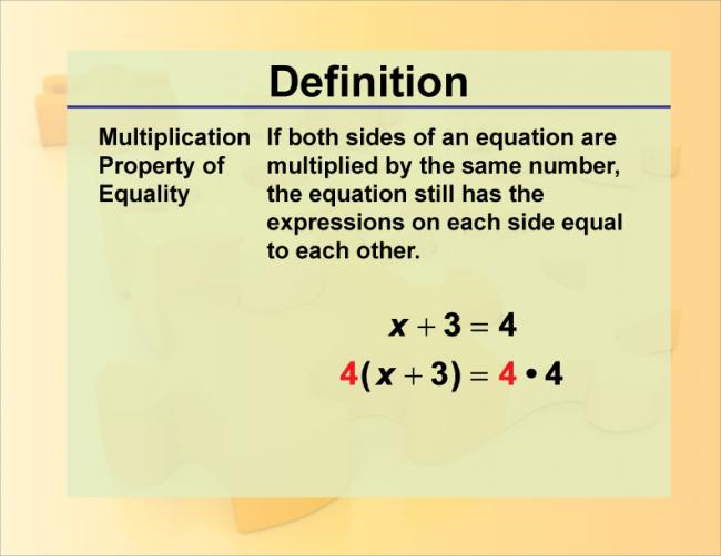Definition--Math Properties--Multiplication Property of Equality