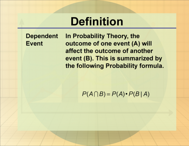 Definition--Statistics and Probability Concepts--Dependent Event