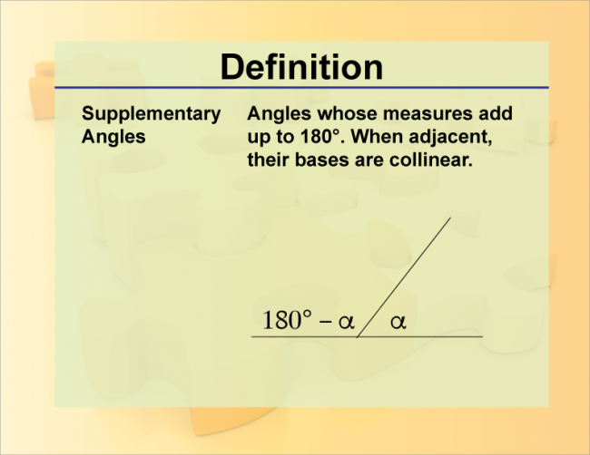 Definition--Angle Concepts--Supplementary Angles