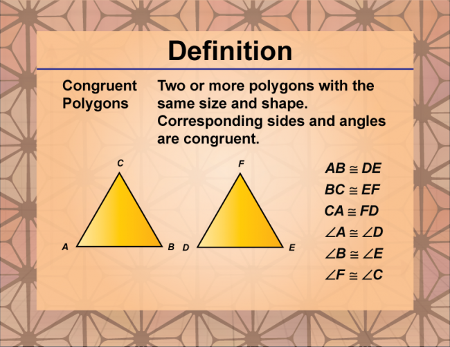 Definition--Polygon Concepts--Congruent Polygons