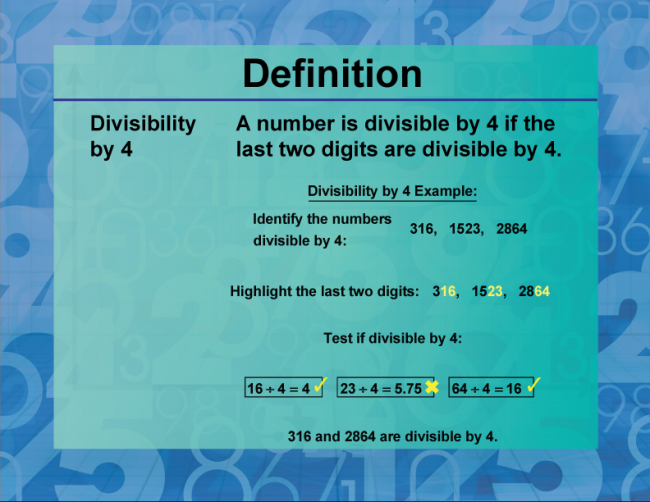 Definition--Prime and Composite Properties--Divisibility Rule for 4