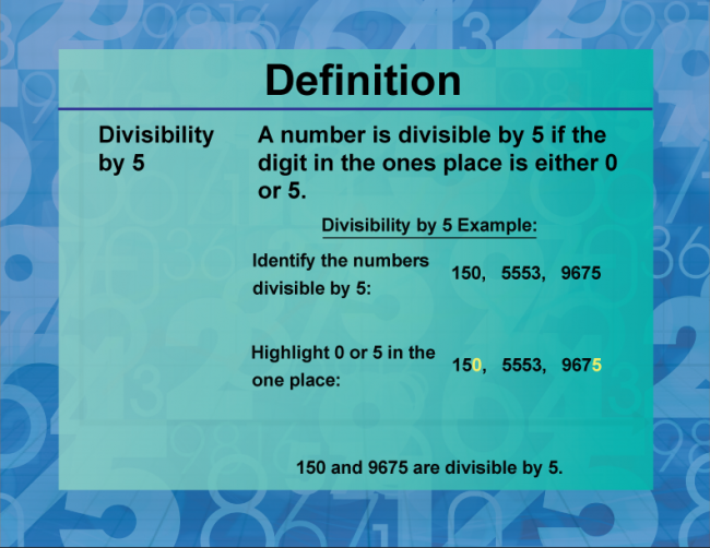 Definition--Prime and Composite Properties--Divisibility Rule for 5