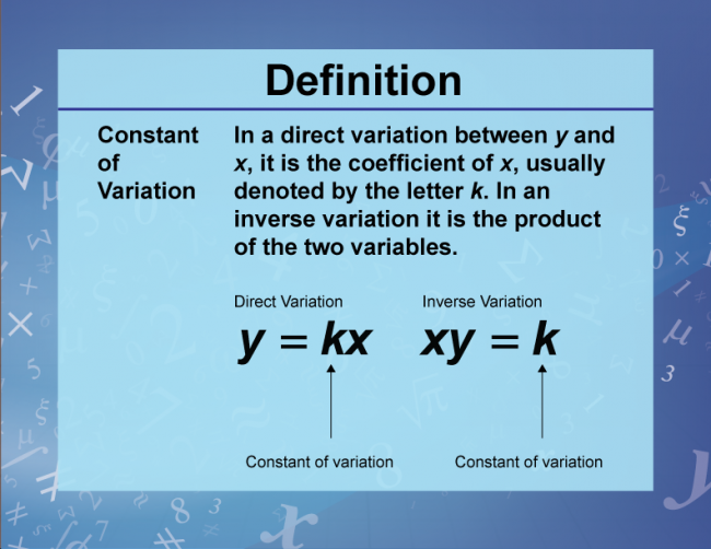 Definition--Variables, Unknowns, and Constants--Constant of Variation