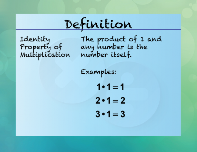 Elementary Definition--Multiplication and Division Concepts--IdentityPropertyMultiplication