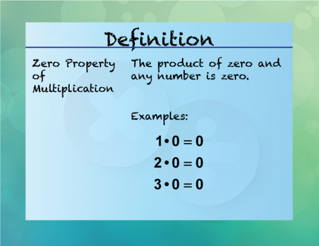 Elementary Definition--Multiplication and Division Concepts--ZeroPropertyMultiplication