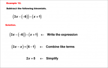 Math Example--Polynomial Concepts--Adding and Subtracting Binomials: Example 12