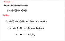 Math Example--Polynomial Concepts--Adding and Subtracting Binomials: Example 14