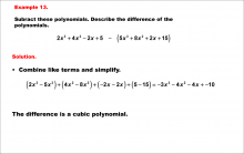 Math Example--Polynomial Concepts--Adding and Subtracting Polynomials: Example 13