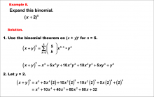 Math Example--Polynomial Concepts--Binomial Theorem: Example 8