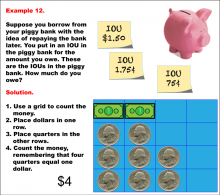 Math Example--Math of Money--Piggy Bank Math: Example 12
