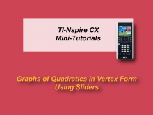 VIDEO: TI-Nspire CX Mini-Tutorial: Graphs of Quadratic Functions in Vertext Form with Sliders