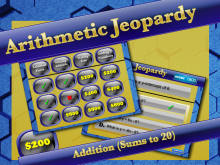 Interactive Math Game--Arithmetic Jeopardy, Sums to 20
