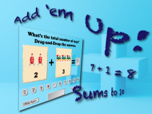Interactive Math Game: Add 'Em Up!  (Sums to 10)