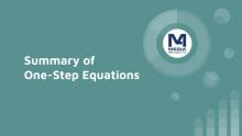 INSTRUCTIONAL RESOURCE: Tutorial: Summary of One-Step Equations