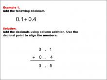 Math Example--Decimal Concepts--Adding Decimals: Example 1