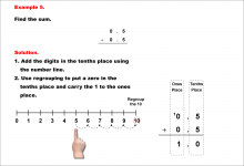 Math Example--Decimal Concepts--Adding Decimals to the Tenths (With Regrouping)--Example 5