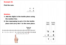 Math Example--Decimal Concepts--Adding Decimals to the Tenths (With Regrouping)--Example 22