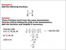Math Example: Fraction Operations--Adding Fractions: Example 5
