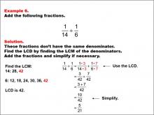 Math Example: Fraction Operations--Adding Fractions: Example 6
