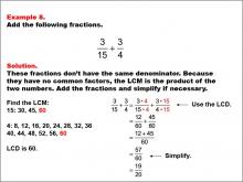 Math Example: Fraction Operations--Adding Fractions: Example 8