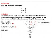 Math Example: Fraction Operations--Adding Fractions: Example 9