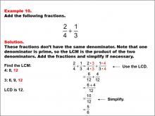 Math Example: Fraction Operations--Adding Fractions: Example 10