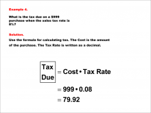 Math Example--Math of Money--Calculating Tax--Example 4