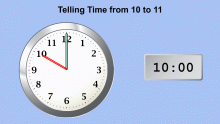 Animated Math Clip Art--Clock Faces--From 10 to 11