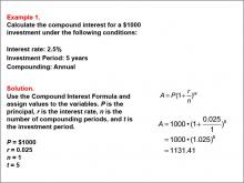 Math Example--Math of Money--Compound Interest: Example 1