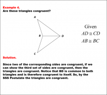 Math Example--Geometric Shapes--Congruent Triangles--Example 4
