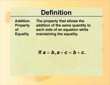 Definition--Math Properties--Addition Property of Equality