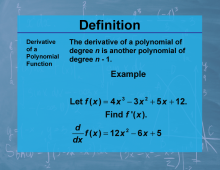 Definition--Calculus Topics--Derivative of a Polynomial Function