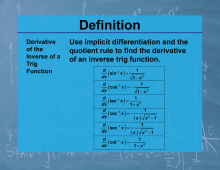 Definition--Calculus Topics--Derivative of the Inverse of a Trig Function