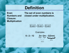 Definition--Closure Property Topics--Even Numbers and Closure: Multiplication