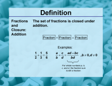 Definition--Closure Property Topics--Fractions and Closure: Addition