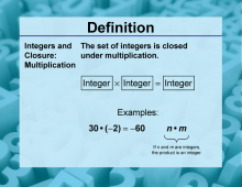 Definition--Closure Property Topics--Integers and Closure: Multiplication