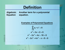 Definition--Equation Concepts--Algebraic Equation