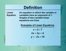 Definition--Equation Concepts--Linear Equation