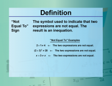 Definition--Equation Concepts--"Not Equal To"