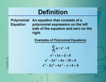 Definition--Equation Concepts--Polynomial Equation
