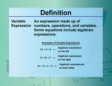 Definition--Equation Concepts--Variable Expression