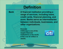 This is part of a collection of definitions on Financial Literacy. This defines the term bank.