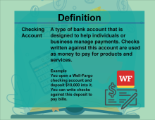 This is part of a collection of definitions on Financial Literacy. This defines the term checking account.